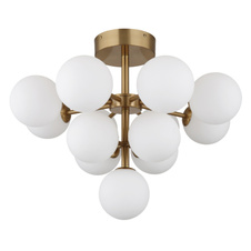 Stropní svítidlo, kov zlaté barvy, sklo bílé, ø:560mm, V:430mm, bez žárovek 13xG9 LED, max. 5W 230V