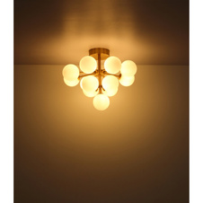 Stropní svítidlo, kov zlaté barvy, sklo bílé, ø:560mm, V:430mm, bez žárovek 13xG9 LED, max. 5W 230V