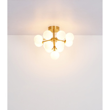 Stropní svítidlo, kov zlaté barvy, sklo bílé, ø:560mm, V:430mm, bez žárovek 13xG9 LED, max. 5W 230V