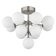 Stropní svítidlo, kov nikl, sklo bílé, výškově nastavitelné, ø:560mm, V:43 mm, bez žárovek 13xG9 LED, max. 5W 230V