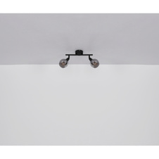 Nástěnné svítidlo, kov černý, sklo kouřové, DxŠxV:280x90x166mm, bez žárovek 2xE14, max. 40W 230V