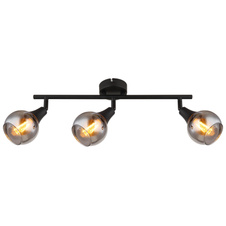 Stropní svítidlo, černý kov, sklo kouřové barvy, DxŠxV:450x90x166mm, bez žárovek 3xE14, max. 40W 230V
