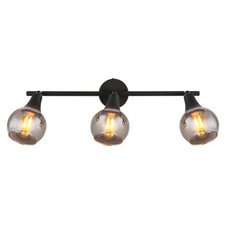 Stropní svítidlo, černý kov, sklo kouřové barvy, DxŠxV:450x90x166mm, bez žárovek 3xE14, max. 40W 230V