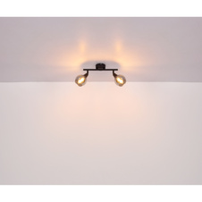 Stropní svítidlo, černý kov, sklo kouřové barvy, DxŠxV:450x90x166mm, bez žárovek 3xE14, max. 40W 230V