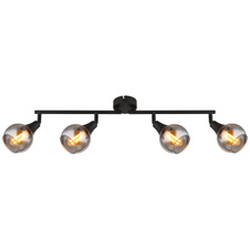 Stropní svítidlo, černý kov, sklo kouřové, nastavitelné, DxŠxV:600x90x168mm, bez žárovek 4xE14, max. 40W 230V