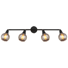 Stropní svítidlo, černý kov, sklo kouřové, nastavitelné, DxŠxV:600x90x168mm, bez žárovek 4xE14, max. 40W 230V