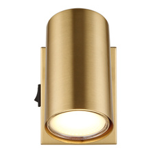Nástěnné svítidlo, kov zlatý broušený, kolébkový vypínač, ŠxV:70x100mm, H:130mm, bez žárovky 1xGU10, max. 25W 230V