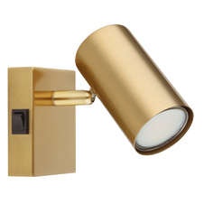 Nástěnné svítidlo, kov zlatý broušený, kolébkový vypínač, ŠxV:70x100mm, H:130mm, bez žárovky 1xGU10, max. 25W 230V