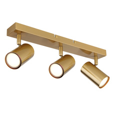 Stropní svítidlo, kov zlatý broušený, DxŠxV:410x60x120mm, bez žárovek 3xGU10, max. 35W 230V