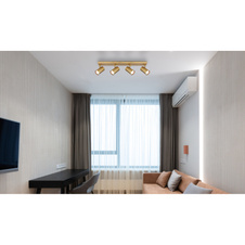Stropní svítidlo, kov zlaté barvy broušený, DxŠxV:560x60x120mm, bez žárovek 4xGU10, max. 35W 230V