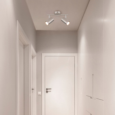 Nástěnné svítidlo, kov nikl, chrom, DxŠxV:250x100x135mm, bez žárovek 2xGU10, max. 25W 230V