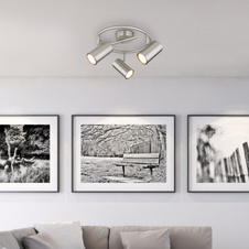 Stropní svítidlo, kov nikl, chrom, ø:250mm, H:135mm, bez žárovek 3xGU10, max. 25W 230V