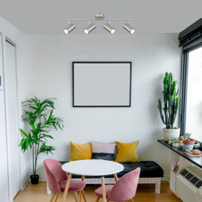 Stropní svítidlo, kov nikl, chrom, otočné, DxŠxV:600x80x145mm, bez žárovek 4xGU10, max. 25W 230V