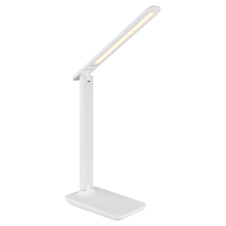 Stolní svítidlo, plast bílý, bílá imitace kůže, dotykové zapnutí/vypnutí, plynulá regulace dotykového stmívače, včetně adaptéru a USB kabelu, DxŠxV:280x115x500mm, včetně LED 5W 230V, zdroj 60-582lm, výstup 57-570lm, 2700/6500/4000K