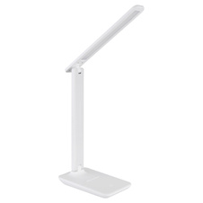 Stolní svítidlo, plast bílý, bílá imitace kůže, dotykové zapnutí/vypnutí, plynulá regulace dotykového stmívače, včetně adaptéru a USB kabelu, DxŠxV:280x115x500mm, včetně LED 5W 230V, zdroj 60-582lm, výstup 57-570lm, 2700/6500/4000K