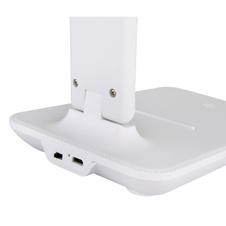 Stolní svítidlo, plast bílý, bílá imitace kůže, dotykové zapnutí/vypnutí, plynulá regulace dotykového stmívače, včetně adaptéru a USB kabelu, DxŠxV:280x115x500mm, včetně LED 5W 230V, zdroj 60-582lm, výstup 57-570lm, 2700/6500/4000K