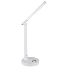 Stolní svítidlo, plast bílý, dotykové zapínání/vypínání, plynulá regulace dotykového stmívače, včetně adaptéru a kabelu USB, DxŠxV:280x150x500mm, délka kabelu 1200mm, včetně LED 5W + RGB LED 2W 230V, výstup 50-538lm, 2700/6500/4000K