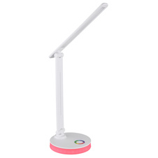 Stolní svítidlo, plast bílý, dotykové zapínání/vypínání, plynulá regulace dotykového stmívače, včetně adaptéru a kabelu USB, DxŠxV:280x150x500mm, délka kabelu 1200mm, včetně LED 5W + RGB LED 2W 230V, výstup 50-538lm, 2700/6500/4000K