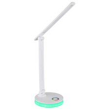 Stolní svítidlo, plast bílý, dotykové zapínání/vypínání, plynulá regulace dotykového stmívače, včetně adaptéru a kabelu USB, DxŠxV:280x150x500mm, délka kabelu 1200mm, včetně LED 5W + RGB LED 2W 230V, výstup 50-538lm, 2700/6500/4000K
