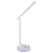 Stolní svítidlo, plast bílý, dotykové zapínání/vypínání, plynulá regulace dotykového stmívače, včetně adaptéru a kabelu USB, DxŠxV:280x150x500mm, délka kabelu 1200mm, včetně LED 5W + RGB LED 2W 230V, výstup 50-538lm, 2700/6500/4000K