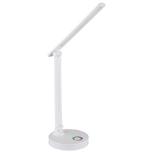 Stolní svítidlo, plast bílý, dotykové zapínání/vypínání, plynulá regulace dotykového stmívače, včetně adaptéru a kabelu USB, DxŠxV:280x150x500mm, délka kabelu 1200mm, včetně LED 5W + RGB LED 2W 230V, výstup 50-538lm, 2700/6500/4000K