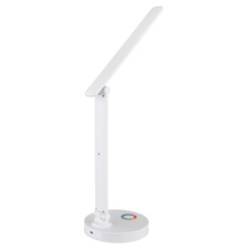 Stolní svítidlo, plast bílý, dotykové zapínání/vypínání, plynulá regulace dotykového stmívače, včetně adaptéru a kabelu USB, DxŠxV:280x150x500mm, délka kabelu 1200mm, včetně LED 5W + RGB LED 2W 230V, výstup 50-538lm, 2700/6500/4000K