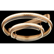 Stropní svítidlo, kov zlaté barvy, hliník zlaté barvy broušený, křišťály K5 čiré, akryl čirý, stmívatelné, několik úrovní pomocí nástěnného vypínače, paměť, dál.ovládání, ø:600mm, H:170mm, kroužek ø:40 a 60cm, LED 78W 230V 430-4143lm 2700-6000K