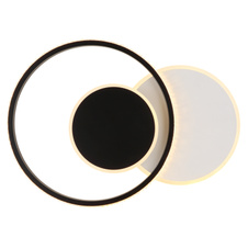 Stropní svítidlo, matný bílý kov, matný černý kov, akryl bílý, čiré plastové křišťály, DxŠxV:450x320x65mm, průměr kruhu: 1x16,2cm, 23,5cm, 32cm, včetně LED 18W 230V, zdroj 2196lm, výstup 1289lm, 3000K