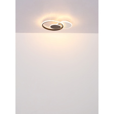 Stropní svítidlo, matný bílý kov, matný černý kov, akryl bílý, čiré plastové křišťály, DxŠxV:450x320x65mm, průměr kruhu: 1x16,2cm, 23,5cm, 32cm, včetně LED 18W 230V, zdroj 2196lm, výstup 1289lm, 3000K