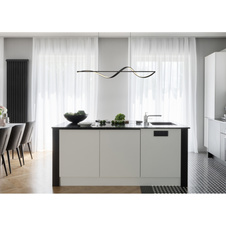 Závěsné svítidlo, kov černý, hliník černý matný, silikon bílý, kabel PVC černý, možnost nastavení výšky, DxŠxV:1200x200x1500mm, včetně LED 24W 230V, zdroj 3000lm, výstup 1000lm, 3000K