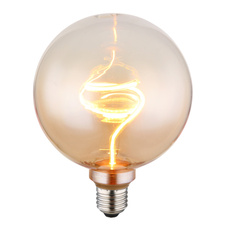 LED žárovka, sklo jantarové, ø:125mm, V:164mm, 1xE27 LED 4W 230V, 240lm zdroj, 240lm výstup, 1800K