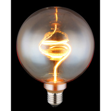 LED žárovka, sklo jantarové, ø:125mm, V:164mm, 1xE27 LED 4W 230V, 240lm zdroj, 240lm výstup, 1800K