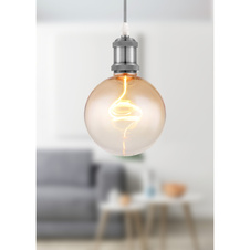 LED žárovka, sklo jantarové, ø:125mm, V:164mm, 1xE27 LED 4W 230V, 240lm zdroj, 240lm výstup, 1800K
