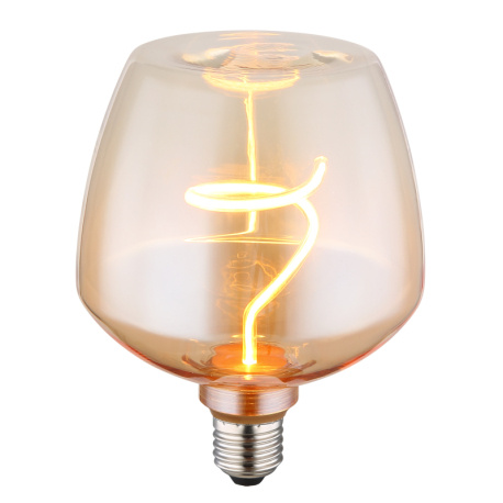 LED žárovka, sklo jantarové, ø:123mm, V:163mm, 1xE27 LED 4W 230V, 240lm zdroj, 240lm výstup, 1800K
