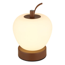 Nabíjecí stolní lampa, hnědý matný kov, plast bílý, černý PVC kabel, dotykové zapnutí/vypnutí, stmívatelné, plynulé dotykové stmívání, aku CR18650 1200mAh 3,7V, doba nabíjení cca 3 hod., ø:120mm, V:165mm, LED 2W 230V 90lm 2700/6500/4000K