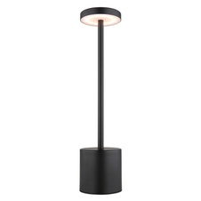 Nabíjecí stolní lampa, kov černý matný, plast bílý, dotykové zapnutí/vypnutí, plynulé dotykové stmívání, aku CR18650 1200mAh 3,7V, doba nabíjení cca 4 hod., doba svícení cca 6 hod., ø:80mm, V:340mm, LED 1,2W 230V 138lm 2000/7000/3500K