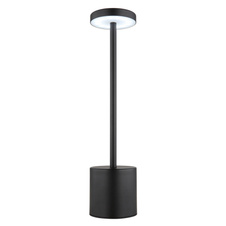 Nabíjecí stolní lampa, kov černý matný, plast bílý, dotykové zapnutí/vypnutí, plynulé dotykové stmívání, aku CR18650 1200mAh 3,7V, doba nabíjení cca 4 hod., doba svícení cca 6 hod., ø:80mm, V:340mm, LED 1,2W 230V 138lm 2000/7000/3500K