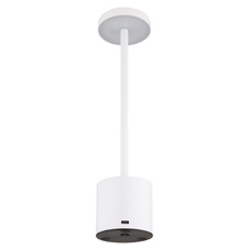 Nabíjecí stolní lampa, kov bílý, plast bílý, dotykové zapnutí/vypnutí, plynulé dotykové stmívání, aku CR18650 1200mAh 3,7V, doba nabíjení cca 4 hod., doba svícení cca 6 hod., ø:80mm, V:340mm LED 1,2W 230V 138lm 2000/7000/3500K.