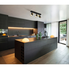 Stropní svítidlo, kov černý, hliník měděný a černý, plast kouřový, DxŠxV:410x60x120mm, bez žárovek 3xGU10, max. 25W 230V