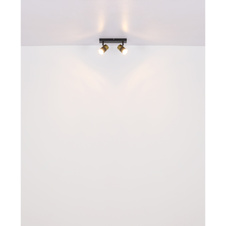 Stropní svítidlo, kov černý, hliník měděný a černý, plast kouřový, DxŠxV:560x60x120mm, bez žárovek 4xGU10, max. 25W 230V