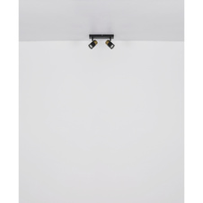 Stropní svítidlo, kov černý, hliník měděný a černý, plast kouřový, DxŠxV:560x60x120mm, bez žárovek 4xGU10, max. 25W 230V