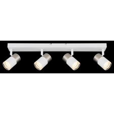 Stropní svítidlo, matný bílý kov, hliník nikl, matný bílý hliník, průhledný plast, DxŠxV:560x60x120mm, bez žárovek 4xGU10, max. 25W 230V