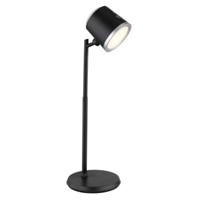 Nabíjecí stolní lampa, hliník/plast černý, satin., stříbrný, dotykové zapnutí/vypnutí/plynulé stmívání, paměť, aku CR18650 1500mAh 3,7V, doba nabíjení cca 2,5hod, doba svícení cca 5hod, DxŠxV:157x138x446mm, LED 6W 230V 12-230lm 3000/4000/6500K