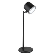 Nabíjecí stolní lampa, hliník/plast černý, satin., stříbrný, dotykové zapnutí/vypnutí/plynulé stmívání, paměť, aku CR18650 1500mAh 3,7V, doba nabíjení cca 2,5hod, doba svícení cca 5hod, DxŠxV:157x138x446mm, LED 6W 230V 12-230lm 3000/4000/6500K