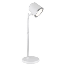 Nabíjecí stolní lampa, hliník/plast bílý, satin., stříbrný, dotykové zapnutí/vypnutí/plynulé stmívání, paměť, aku CR18650 1500mAh 3,7V, doba nabíjení cca 2,5hod, doba svícení cca 5hod, DxŠxV::157x138x446mm, LED 6W 230V 12-230lm 3000/4000/6500K