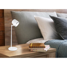 Nabíjecí stolní lampa, hliník/plast bílý, satin., stříbrný, dotykové zapnutí/vypnutí/plynulé stmívání, paměť, aku CR18650 1500mAh 3,7V, doba nabíjení cca 2,5hod, doba svícení cca 5hod, DxŠxV::157x138x446mm, LED 6W 230V 12-230lm 3000/4000/6500K