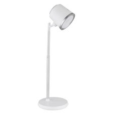 Nabíjecí stolní lampa, hliník/plast bílý, satin., stříbrný, dotykové zapnutí/vypnutí/plynulé stmívání, paměť, aku CR18650 1500mAh 3,7V, doba nabíjení cca 2,5hod, doba svícení cca 5hod, DxŠxV::157x138x446mm, LED 6W 230V 12-230lm 3000/4000/6500K