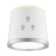 Nabíjecí stolní lampa, hliník/plast bílý, satin., stříbrný, dotykové zapnutí/vypnutí/plynulé stmívání, paměť, aku CR18650 1500mAh 3,7V, doba nabíjení cca 2,5hod, doba svícení cca 5hod, DxŠxV::157x138x446mm, LED 6W 230V 12-230lm 3000/4000/6500K