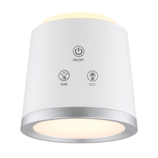 Nabíjecí stolní lampa, hliník/plast bílý, satin., stříbrný, dotykové zapnutí/vypnutí/plynulé stmívání, paměť, aku CR18650 1500mAh 3,7V, doba nabíjení cca 2,5hod, doba svícení cca 5hod, DxŠxV::157x138x446mm, LED 6W 230V 12-230lm 3000/4000/6500K