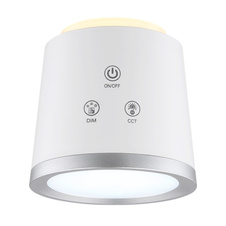 Nabíjecí stolní lampa, hliník/plast bílý, satin., stříbrný, dotykové zapnutí/vypnutí/plynulé stmívání, paměť, aku CR18650 1500mAh 3,7V, doba nabíjení cca 2,5hod, doba svícení cca 5hod, DxŠxV::157x138x446mm, LED 6W 230V 12-230lm 3000/4000/6500K